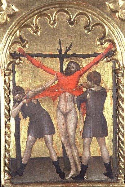 Kristus på korset, detalj från polyptyken av Ospedale della Misericordia, 1353-63 av Giovanni da Milano