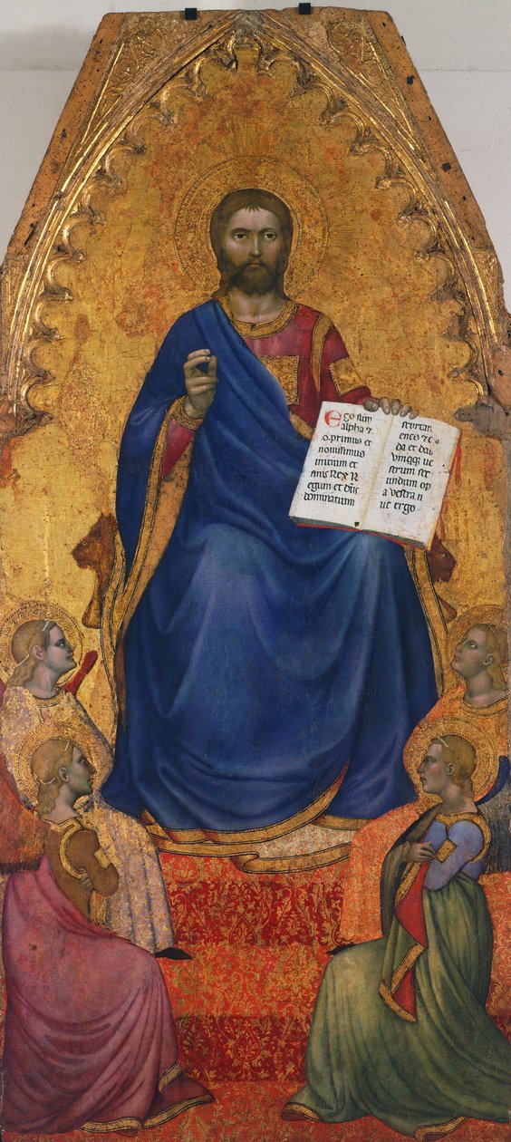 Kristus på tronen som dyrkas av änglar, av Giovanni da Milano (aktiv från 1346 till 1369), tempera och guld på panel av Giovanni da Milano