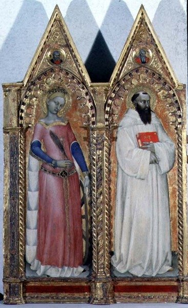SS. Katarina av Alexandria och Bernardo, detalj från en polytyk av Giovanni da Milano