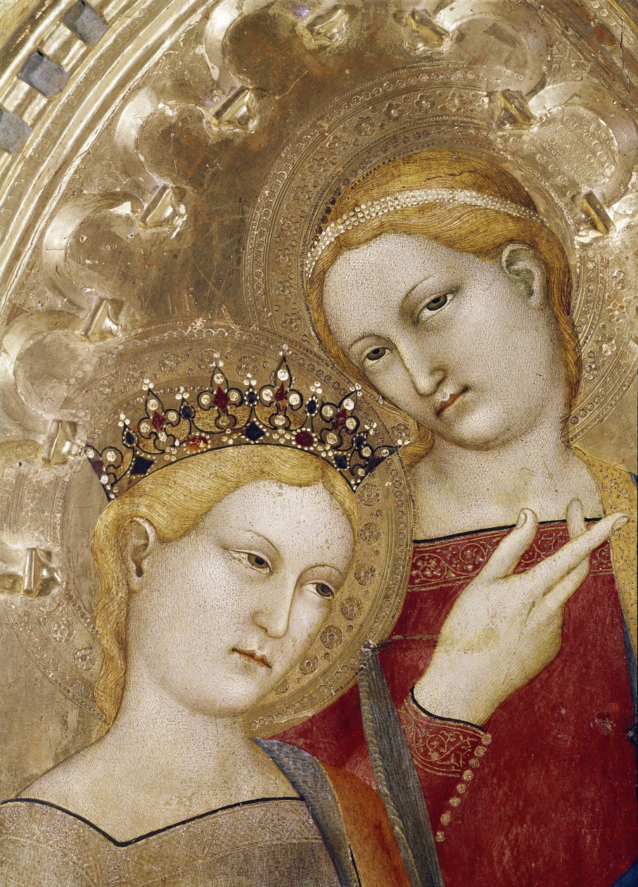 Saint Catherine och Saint Lucia - Olja på trä av Giovanni da Milano