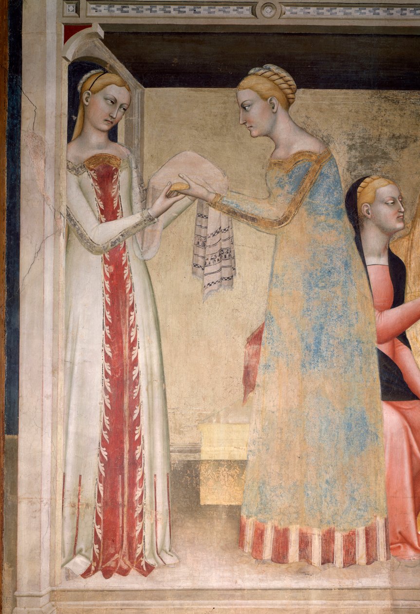 Jungfruns liv: Marias födelse, detalj (Fresco av Giovanni da Milano