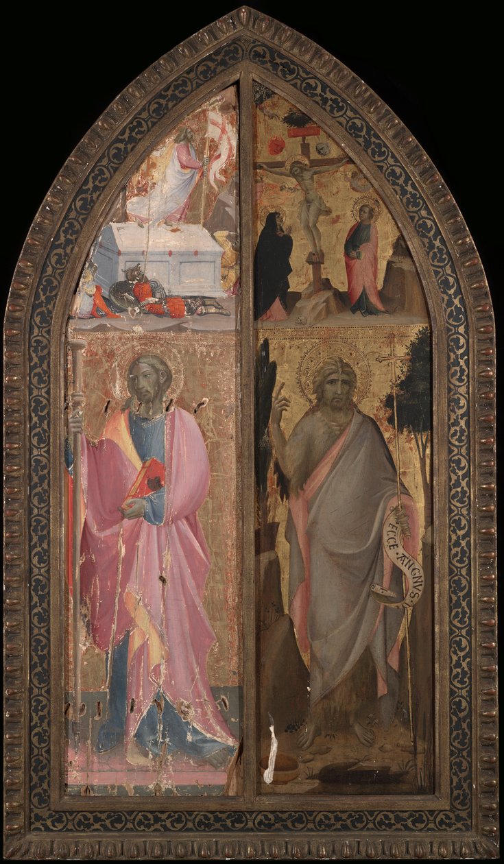Saint James Major och uppståndelsen, Johannes döparen och korsfästelsen av Giovanni dal Ponte