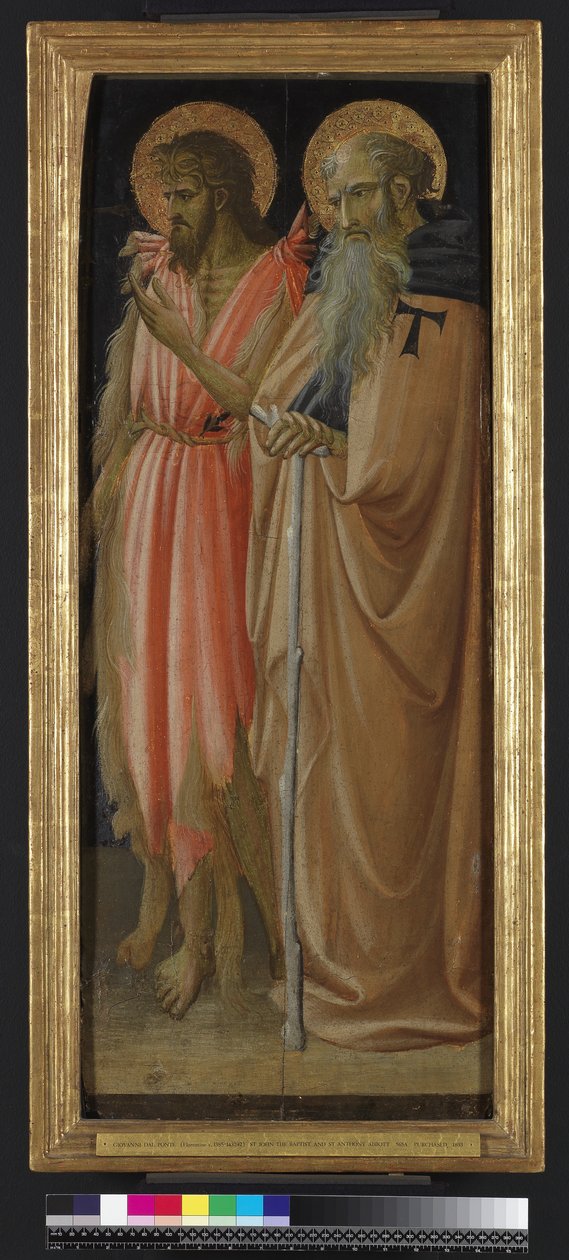 St John the Baptist och St Anthony Abbot (tempera & guld på panel) av Giovanni dal Ponte
