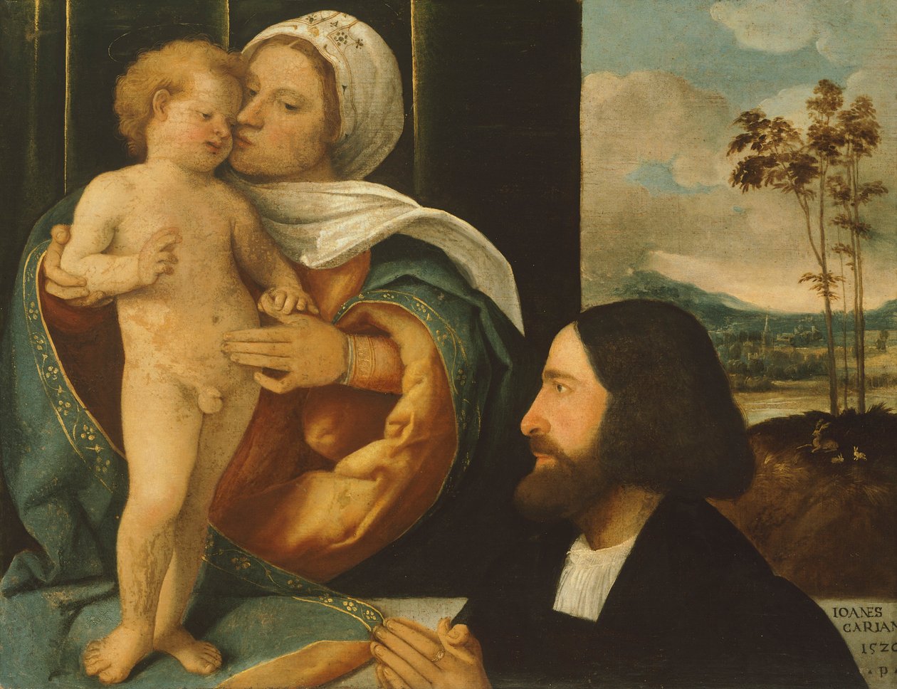 Madonna med barn och hängiven, av Giovanni Cariani (född mellan 1485 och 1490-död efter 1547) av Giovanni de Busi Cariani