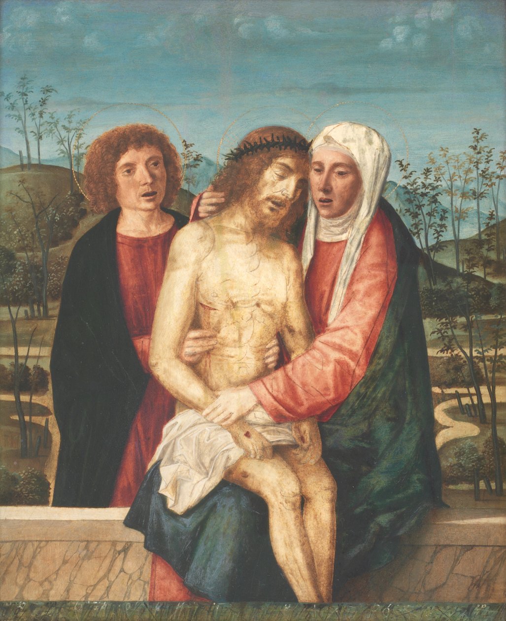 Pietà med Virgin och St. John av Giovanni di Niccolo Mansueti