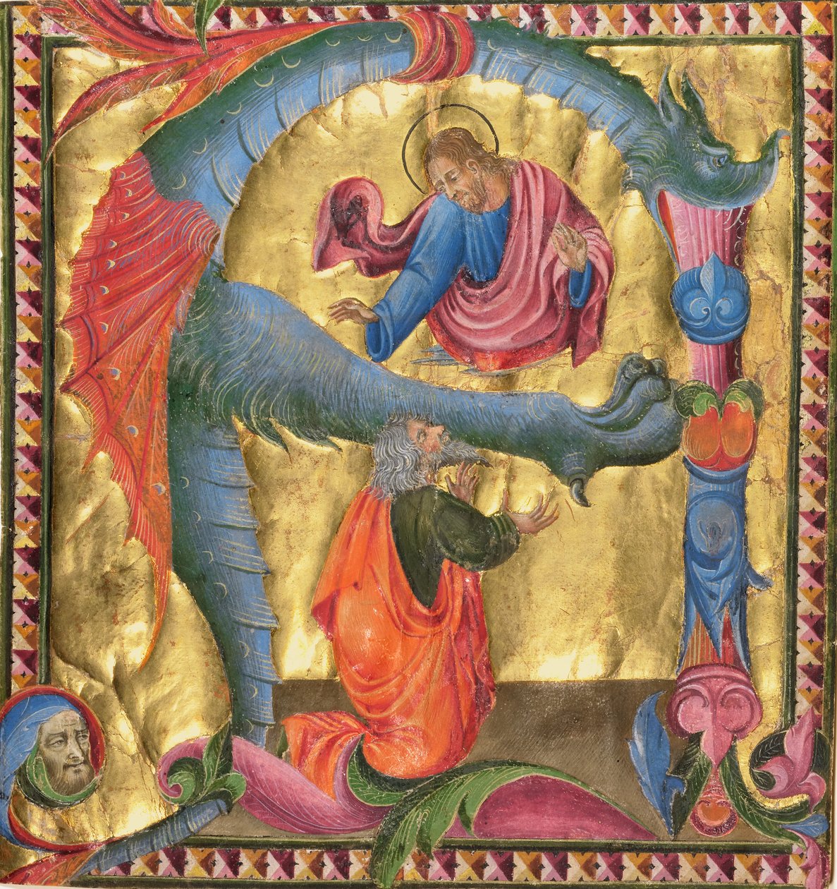 Initial A: Kristus uppenbarar sig för David av Giovanni di Paolo