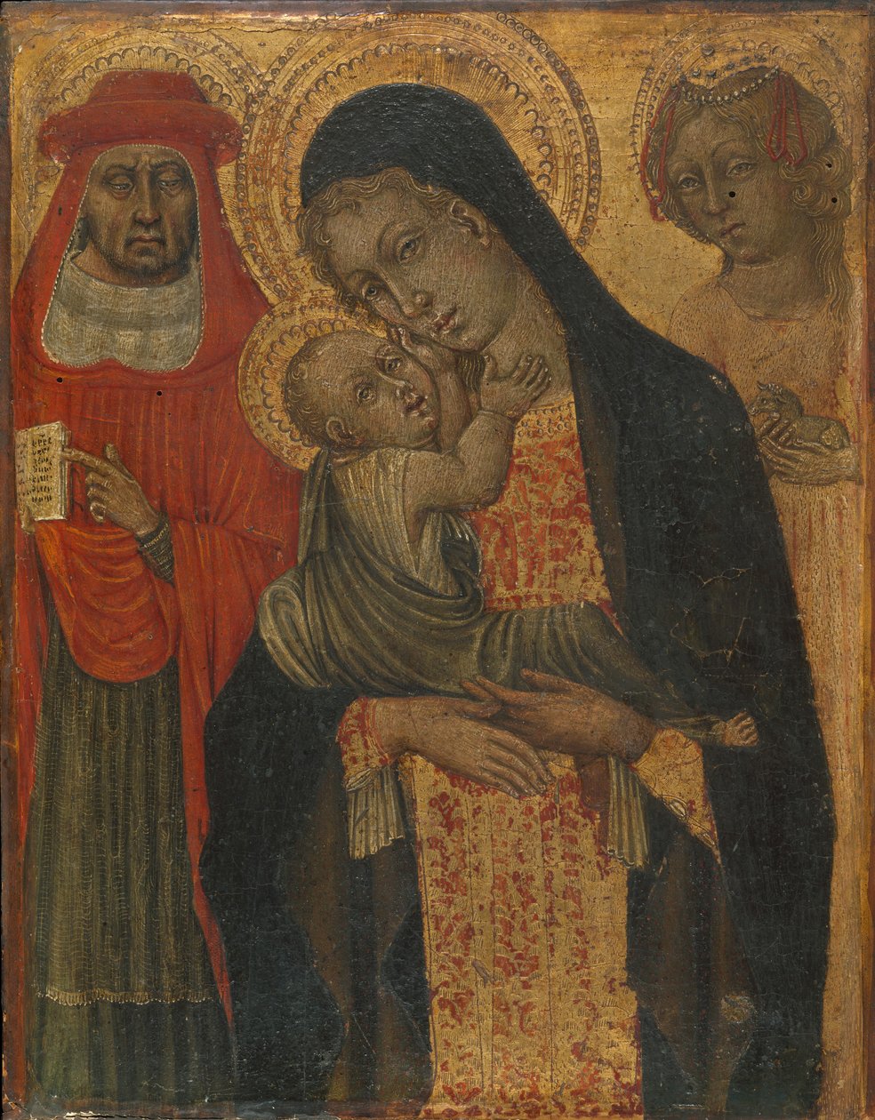 Madonna och barn med heliga Jerome och Agnes, ca. 1465. av Giovanni di Paolo