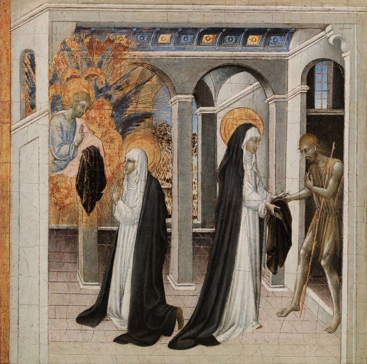 St. Katarina av Siena och tiggaren, 1460-talet. av Giovanni di Paolo