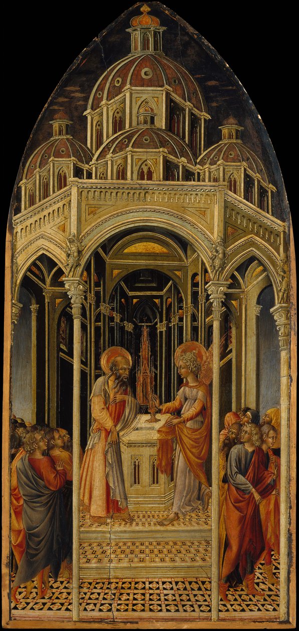 Bebådelsen till Zacharias, tergo Bebådelsens ängel, ca. 1455-60. av Giovanni di Paolo