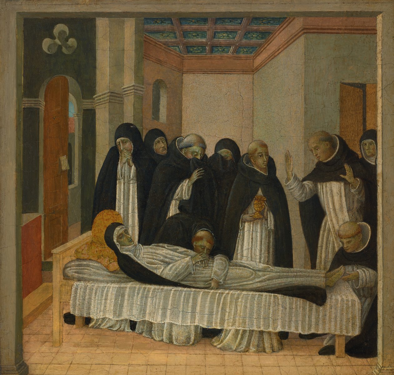 The Death of Saint Catherine of Siena (tempera  guld på pannå) av Giovanni di Paolo