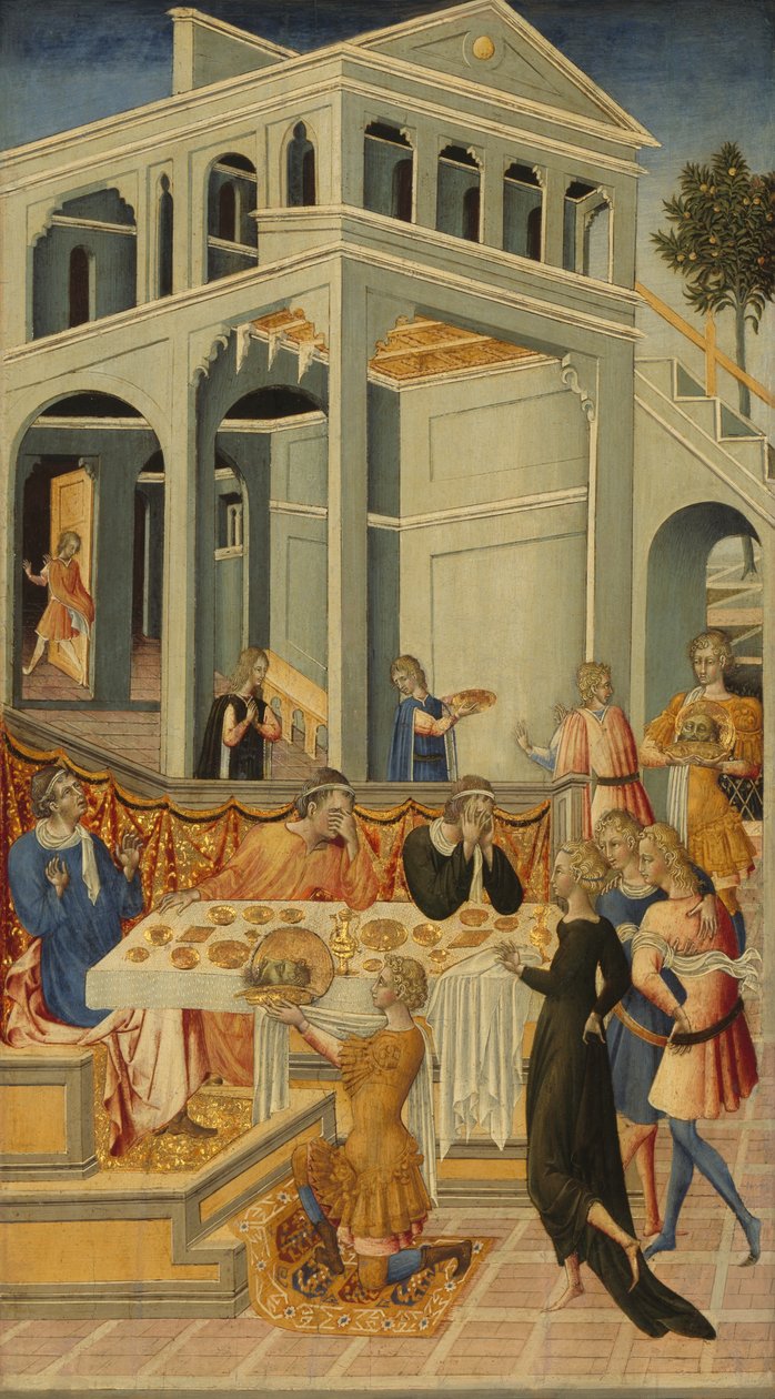 Johannes Döparens huvud förs fram till Herodes av Giovanni di Paolo