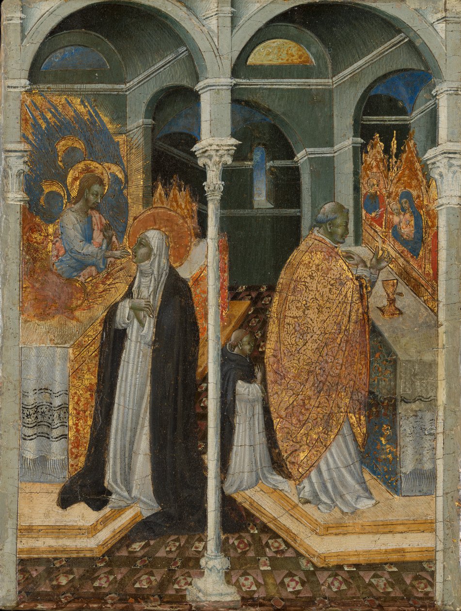Den mirakulösa nattvarden av Saint Catherine of Siena. av Giovanni di Paolo