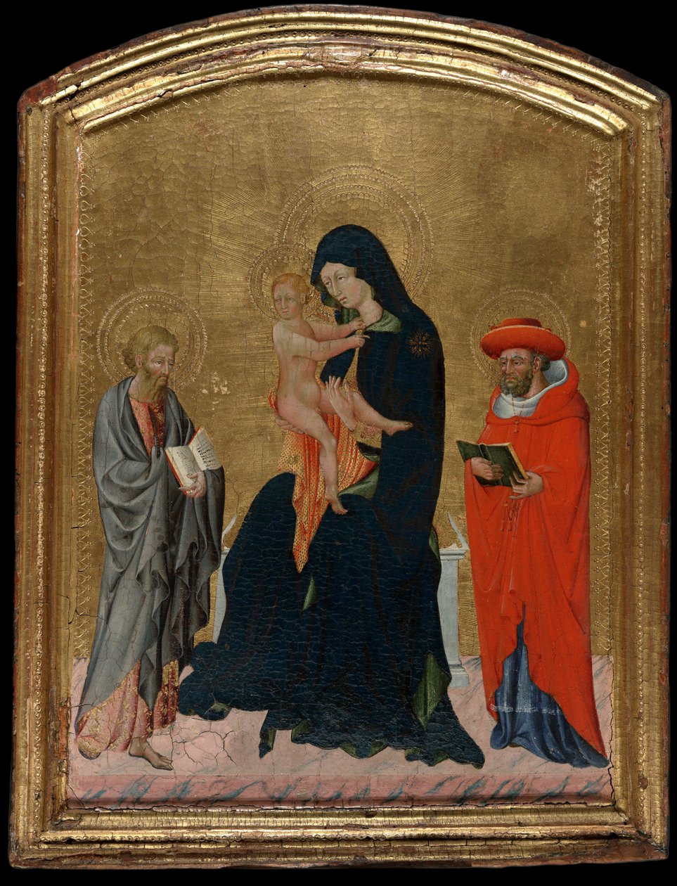 Jungfru och barn med de heliga Hieronymus och Bartolomeus av Giovanni di Paolo