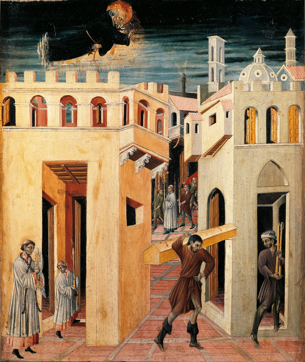 Mirakel av Sankt Nikolaus av Tolentino (målning på trä av Giovanni di Paolo di Grazia