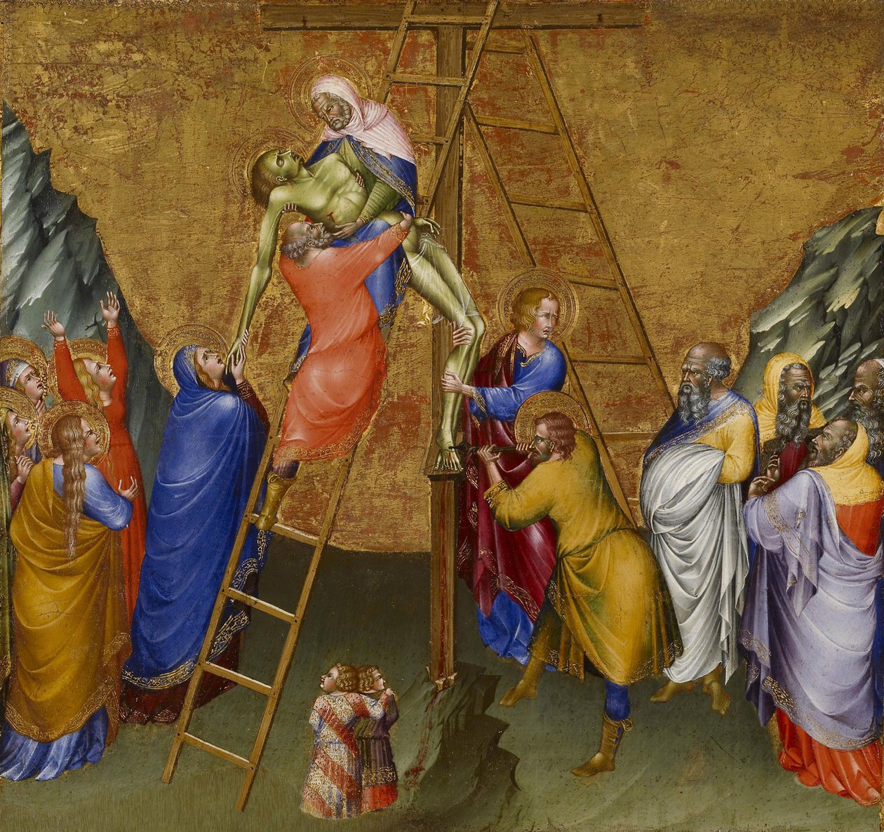 Nedstigningen från korset, från Malavoltis altartavla, 1426 av Giovanni di Paolo di Grazia