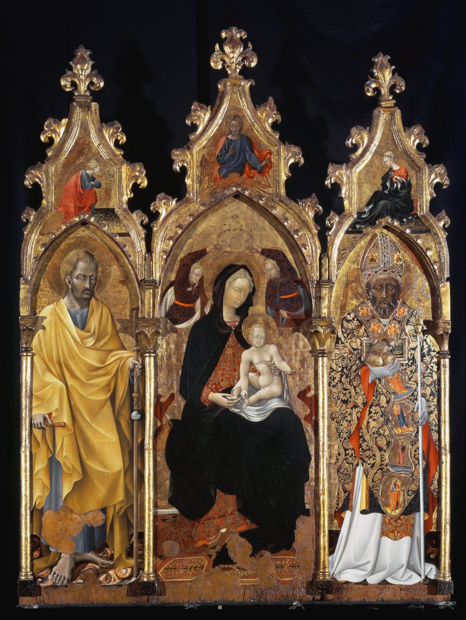 Triptyk av Saint Nicholas (San Niccolo) - tempera på panel av Giovanni di Paolo di Grazia