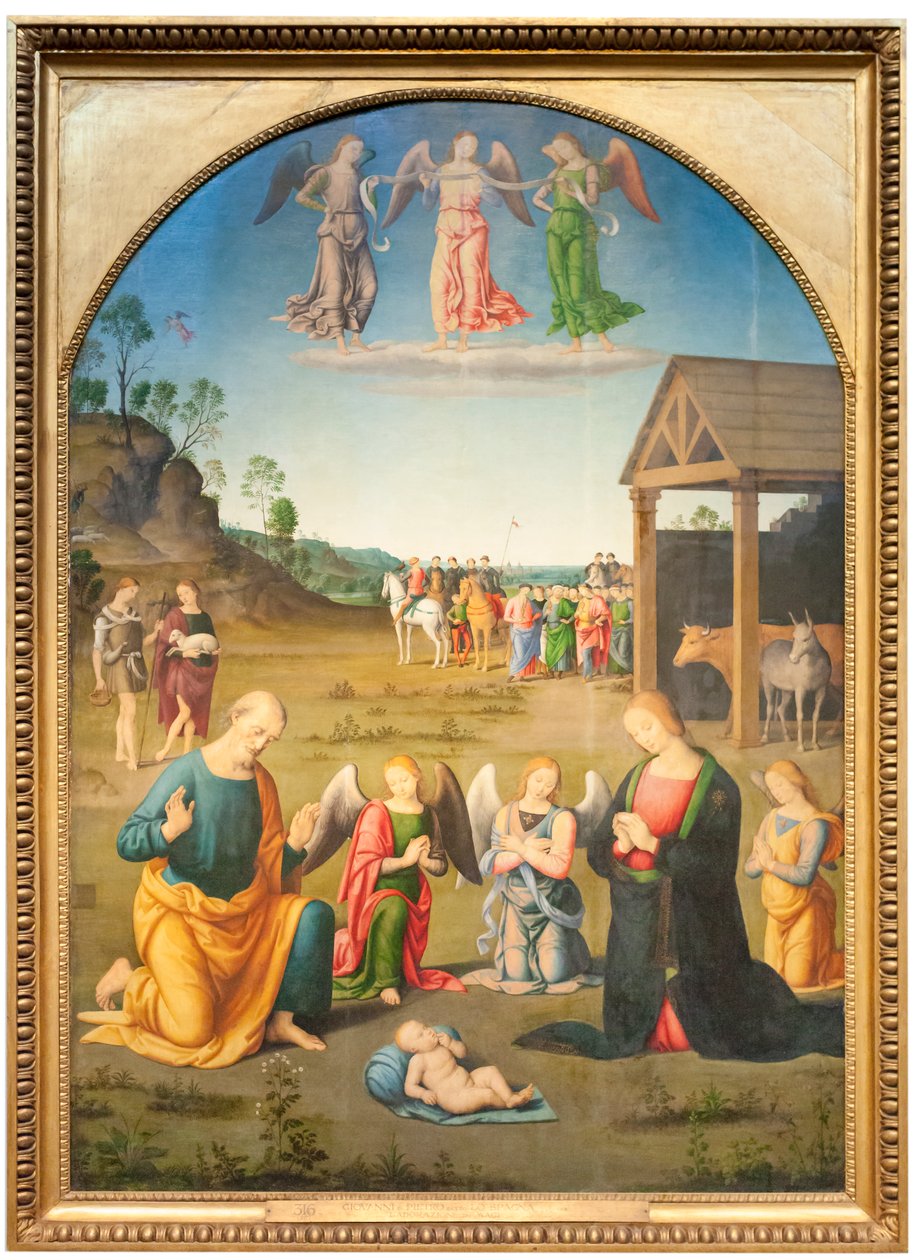 The Adoration of the Magi (olja på trä) av Giovanni di Pietro (c.1450 1529)