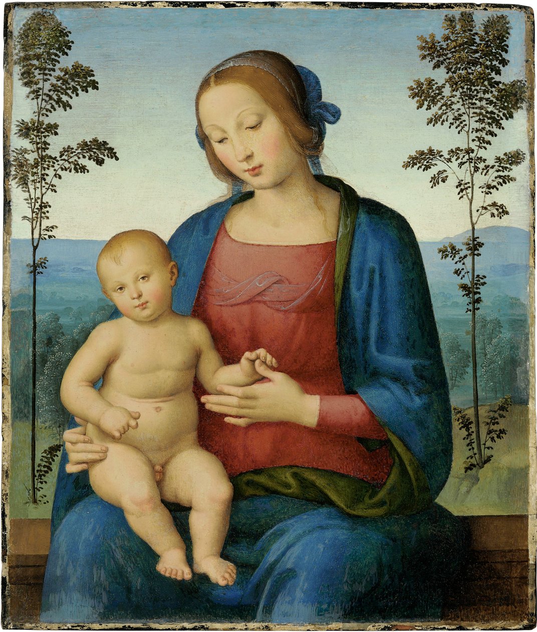Jungfrun och barnet (Madonna och barnet) - Målning av Lo Spagna (Giovanni di Pietro) (1450-1528), olja på trä (36,8x31,4 cm), italiensk renässans - Privat samling av Giovanni di Pietro (c.1450 1529)