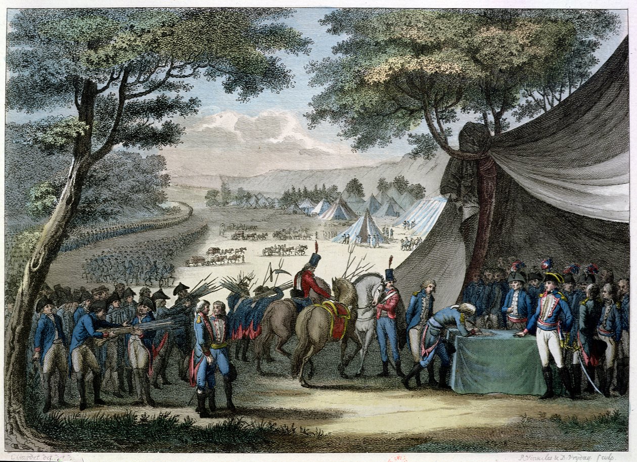 Pacification of the Vendee av general Hoche (1768-97) 20 april 1795 (färgstick) av Karl Girardet