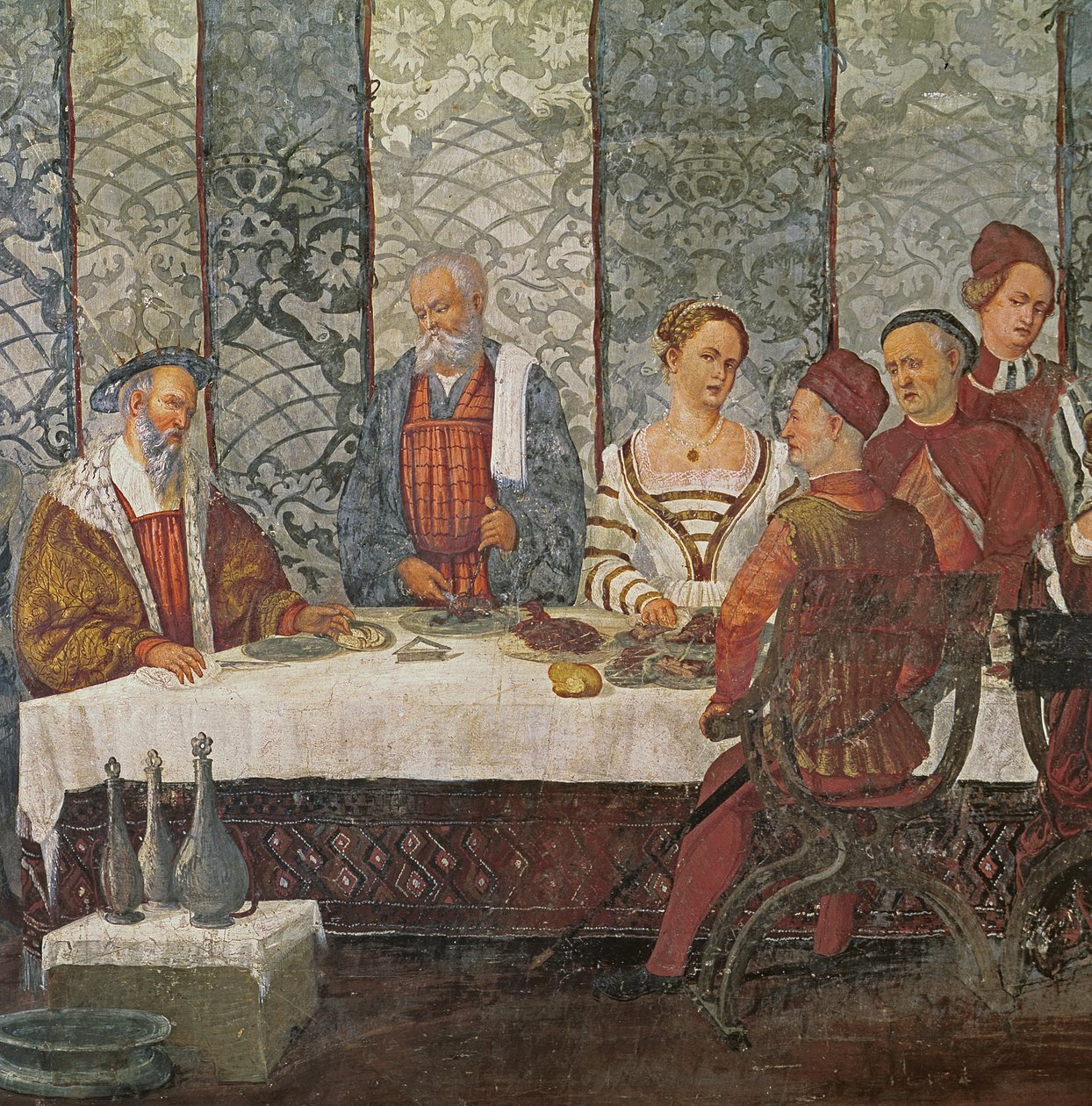 Bankett ges av Bartolomeo Colleoni för kung Christian I av Danmark, 1520-30 (detalj av 154940) av Girolamo Romanino