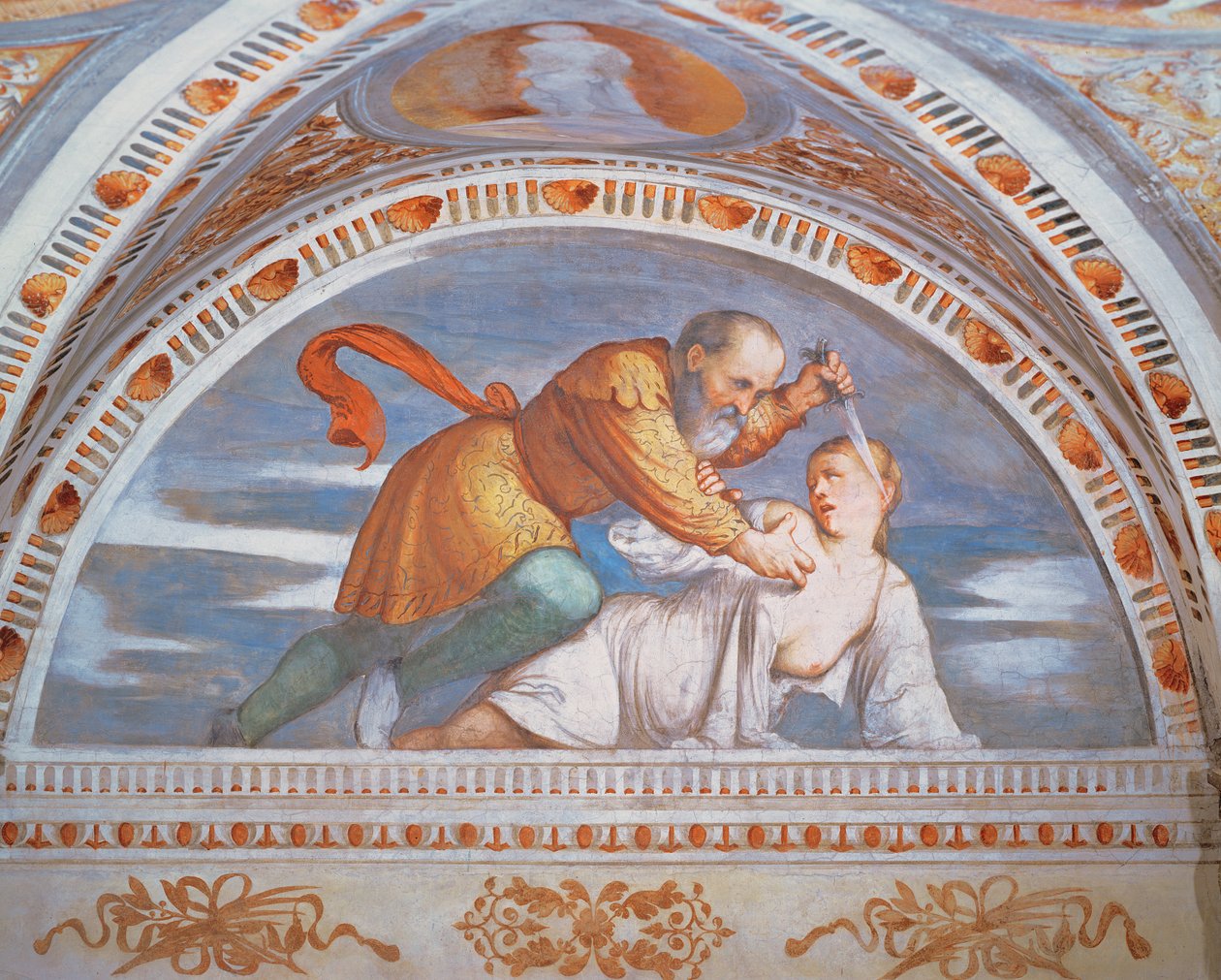 Virginias död, lunette, 1531-32 av Girolamo Romanino