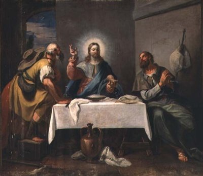 Nattvarden i Emmaus (olja på duk) av Girolamo Brusaferro