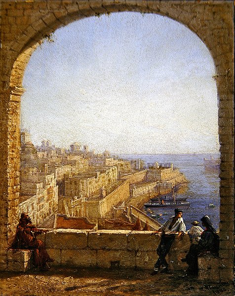 Inuti befästningarna, Valetta- Utsikt från bågen på dagen av Girolamo Gianni