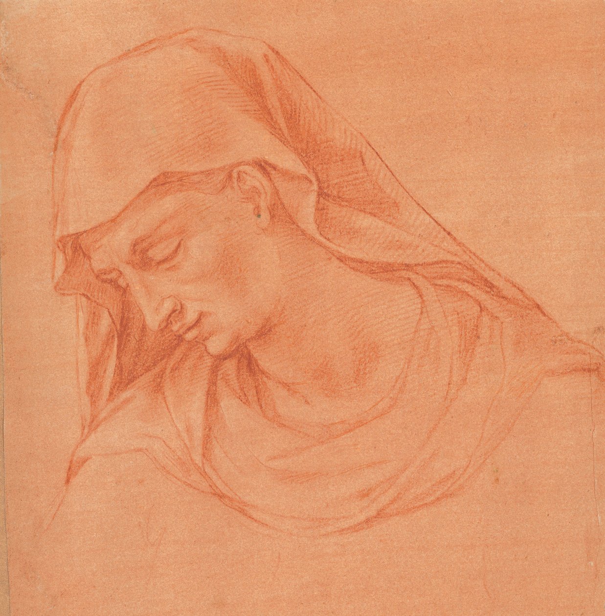 Chef för en sörjande kvinna i profil till vänster, ca. 1575-80. av Girolamo Macchietti