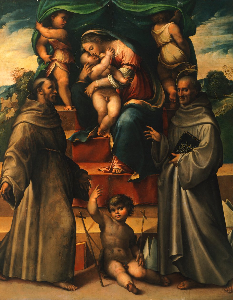 Madonna med barn och heliga, av Girolamo Marchesi da Cotignola (1471-ca 1540) av Girolamo Marchesi da Cotignola