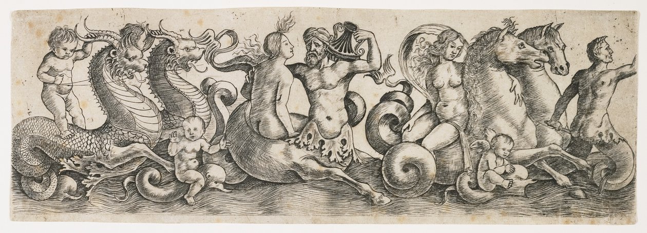 Fris med tritoner och nymfer, ca. 1517 av Girolamo Mocetto