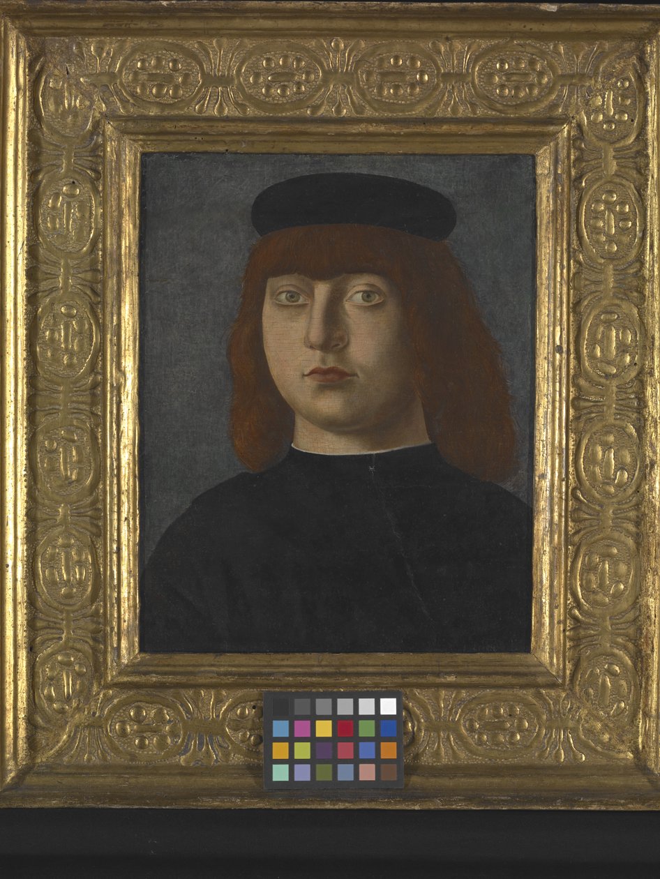 Porträtt av en man (olja på trä) av Girolamo Mocetto