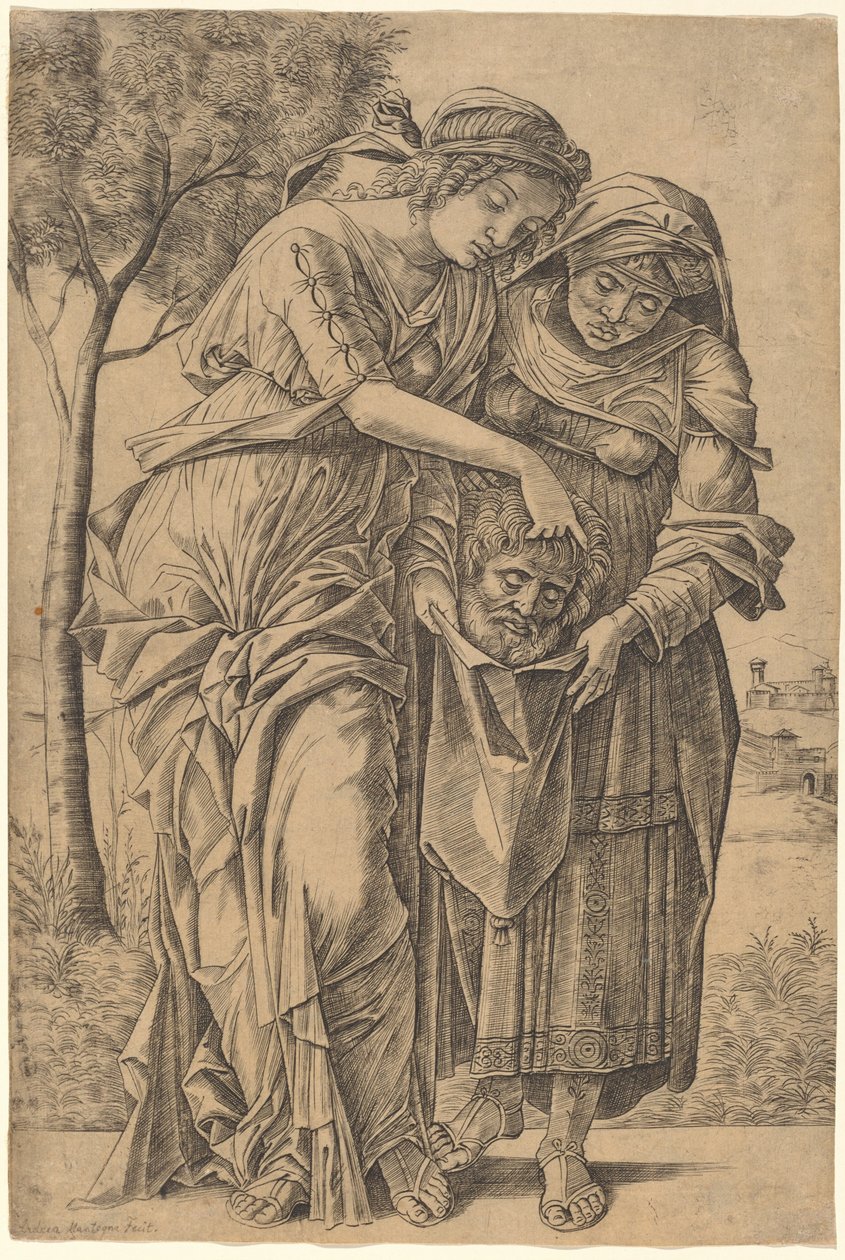 Judith med huvudet av Holofernes av Girolamo Mocetto after Andrea Mantegna