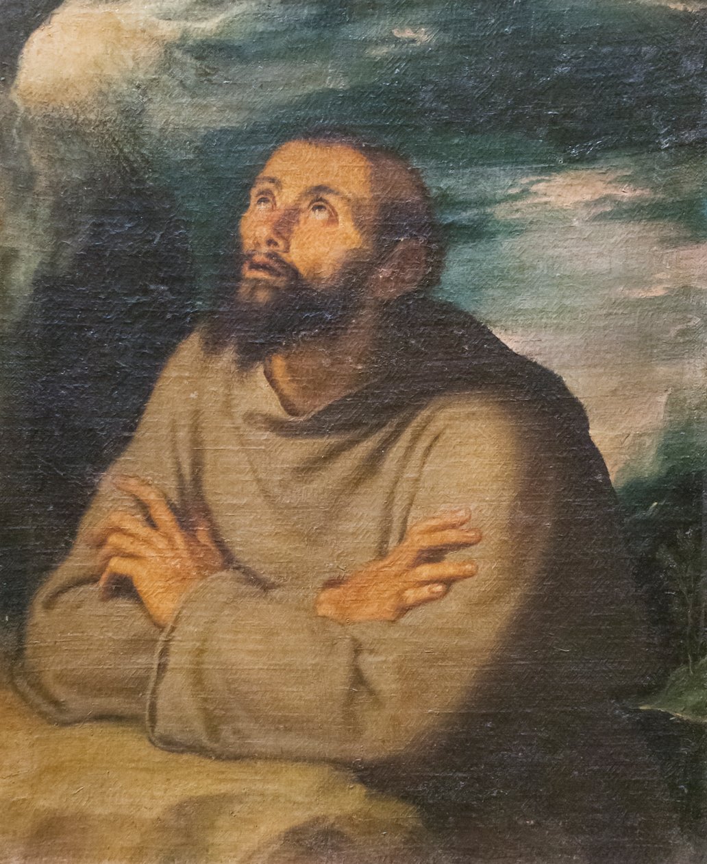 Saint Francis of Assisi (olja på duk) av Girolamo Muziano
