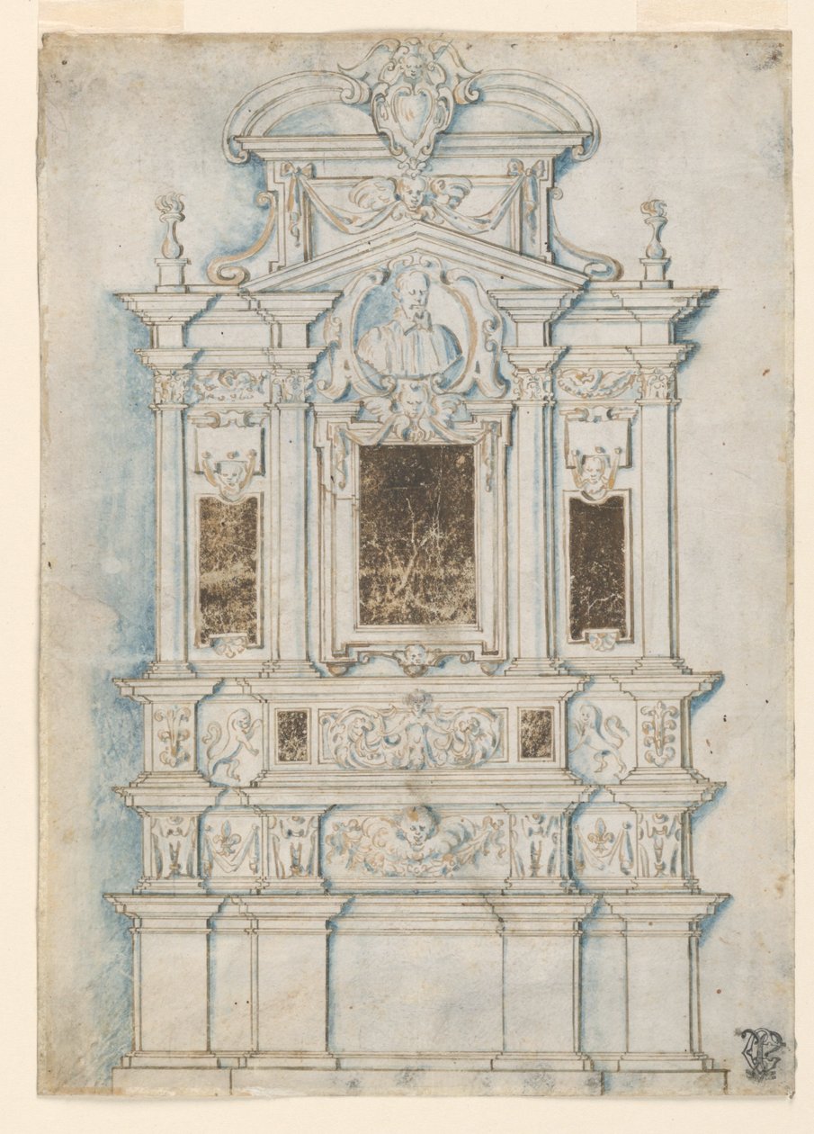 Design för ett gravmonument av Girolamo Rainaldi