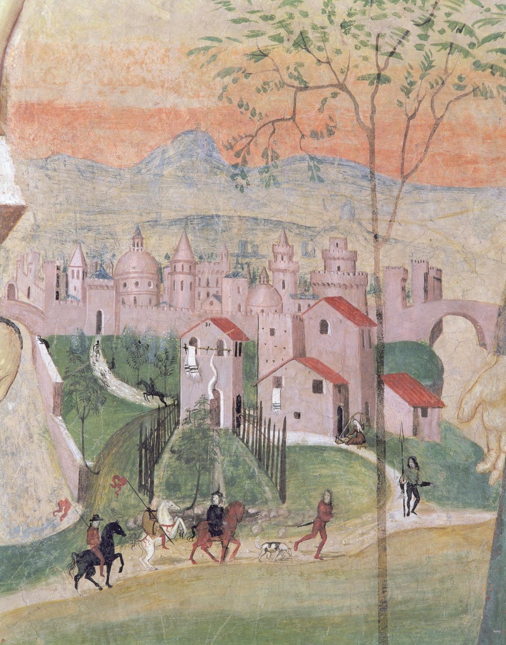 Utsikt över staden Prato, detalj från korsfästelsen, från kapitelhuset, 1509 av Girolamo Ristori