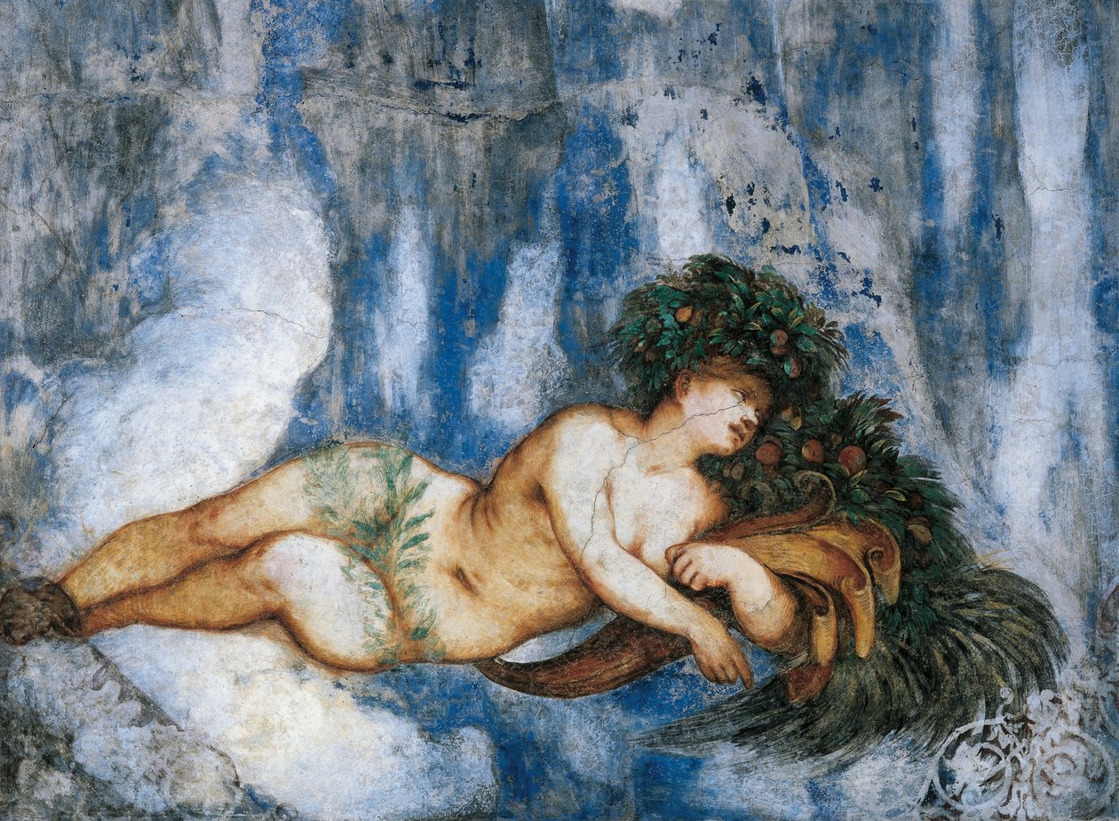 Allegory of Summer, Detalj av fresker av Girolamo Romanino (ca 1484-efter 1559), beställd av Bernardo Clesio av Girolamo Romanino