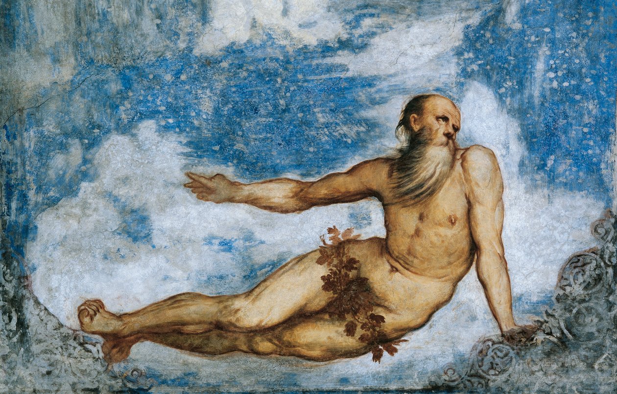 Allegory of Winter, Detalj av fresker av Girolamo Romanino (ca 1484-efter 1559), beställd av Bernardo Clesio av Girolamo Romanino