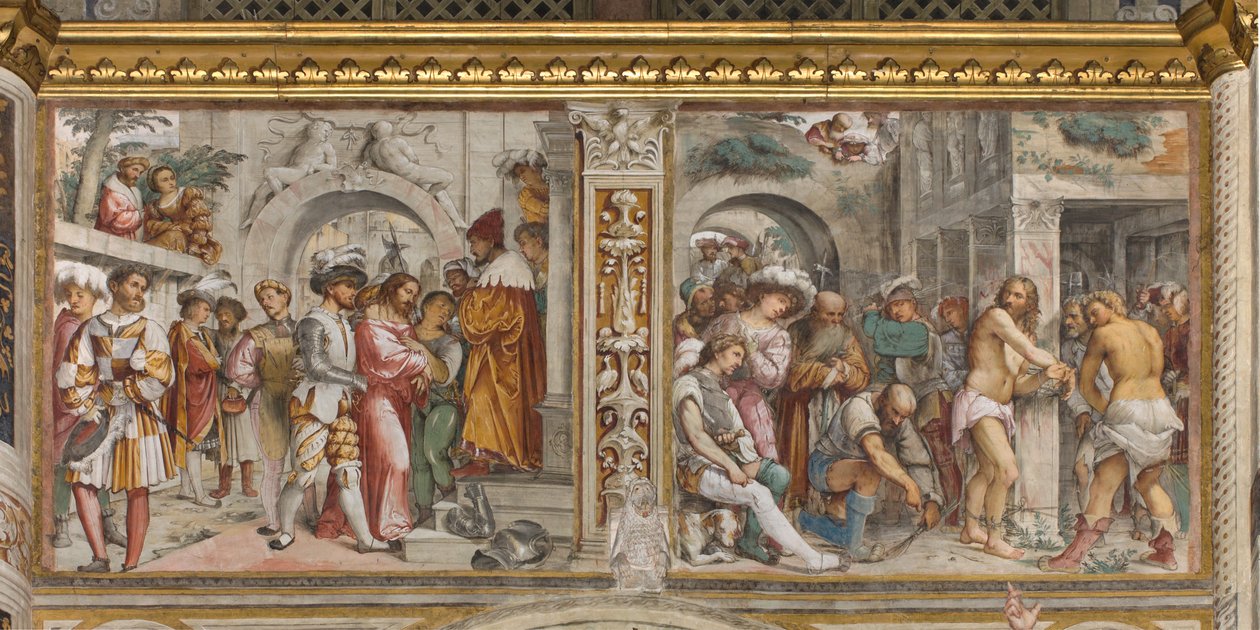 Central Aave, Fifth South Span, Kristus före Pilatus, Kristi flagellation, Jerome Romanino av Girolamo Romanino