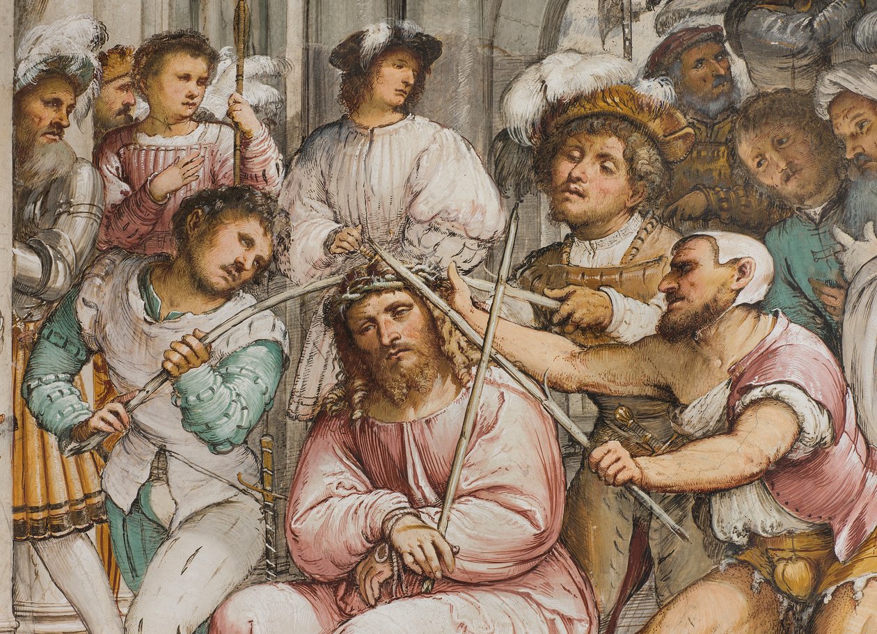 Centralskepp, fjärde sydspann, törnkröning, Girolamo Romanino av Girolamo Romanino