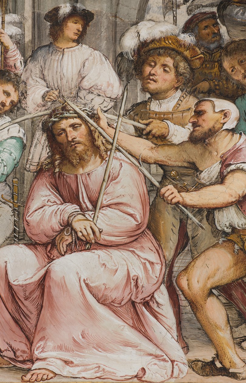 Centralskepp, fjärde sydspann, törnkröning, Girolamo Romanino av Girolamo Romanino