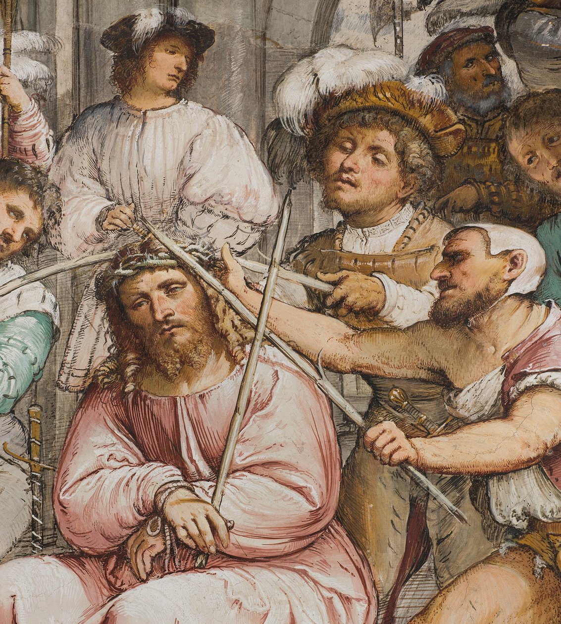 Centralskepp, fjärde sydspann, törnkröning, Girolamo Romanino av Girolamo Romanino