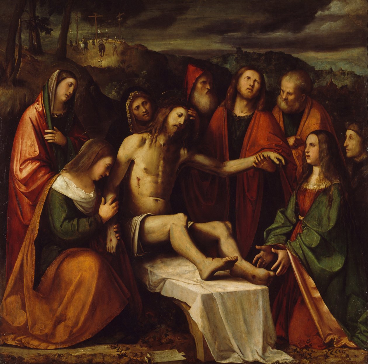 Pieta av Girolamo Romanino (ca 1484-efter 1562), olja på duk av Girolamo Romanino