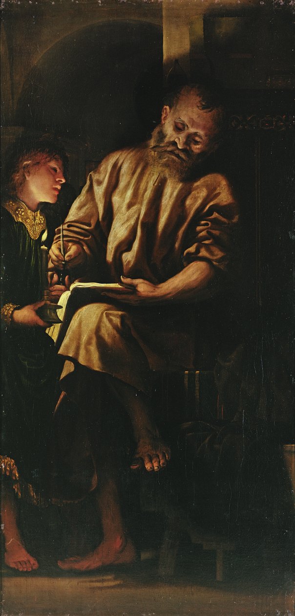 St Matteus och ängeln av Girolamo Romanino