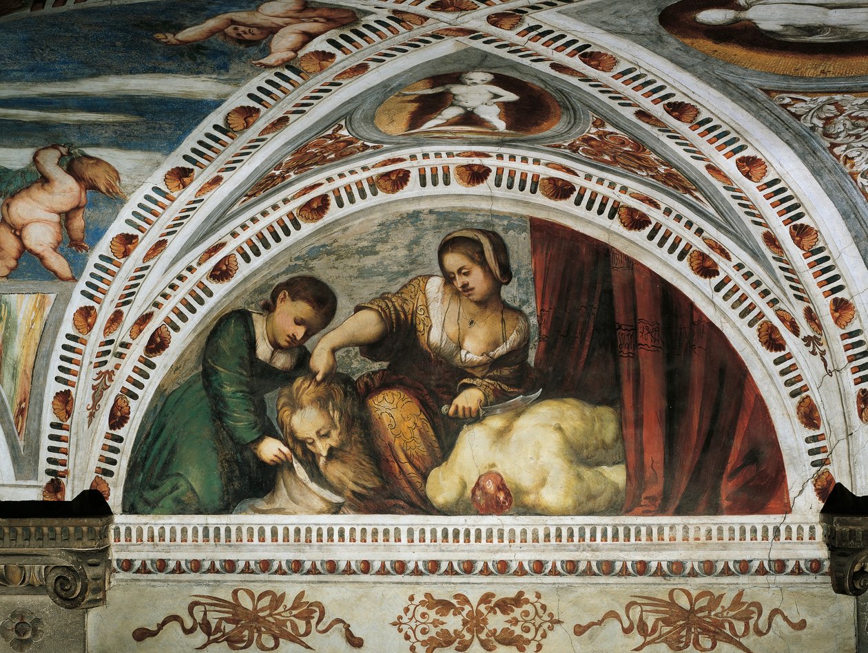 Berättelsen om Judith och Holofernes, Detalj av fresker av Girolamo Romanino (ca 1484-efter 1559), beställd av Bernardo Clesio av Girolamo Romanino