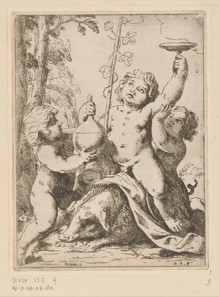 Bacchanal med tre ungdomar av Girolamo Scarselli
