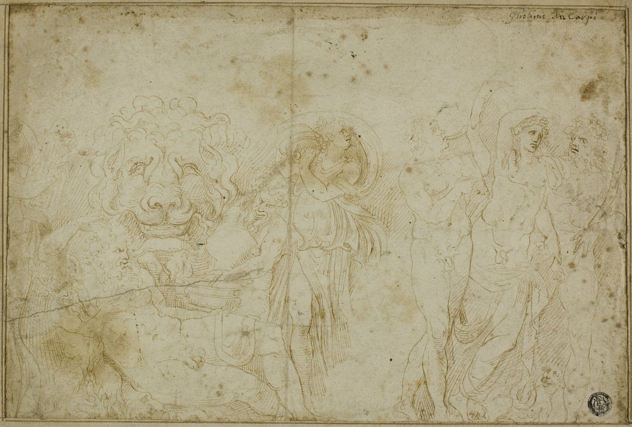 Sarkofag från Blenheim Palace: Bacchanal med lejonhuvud av Girolamo da Carpi