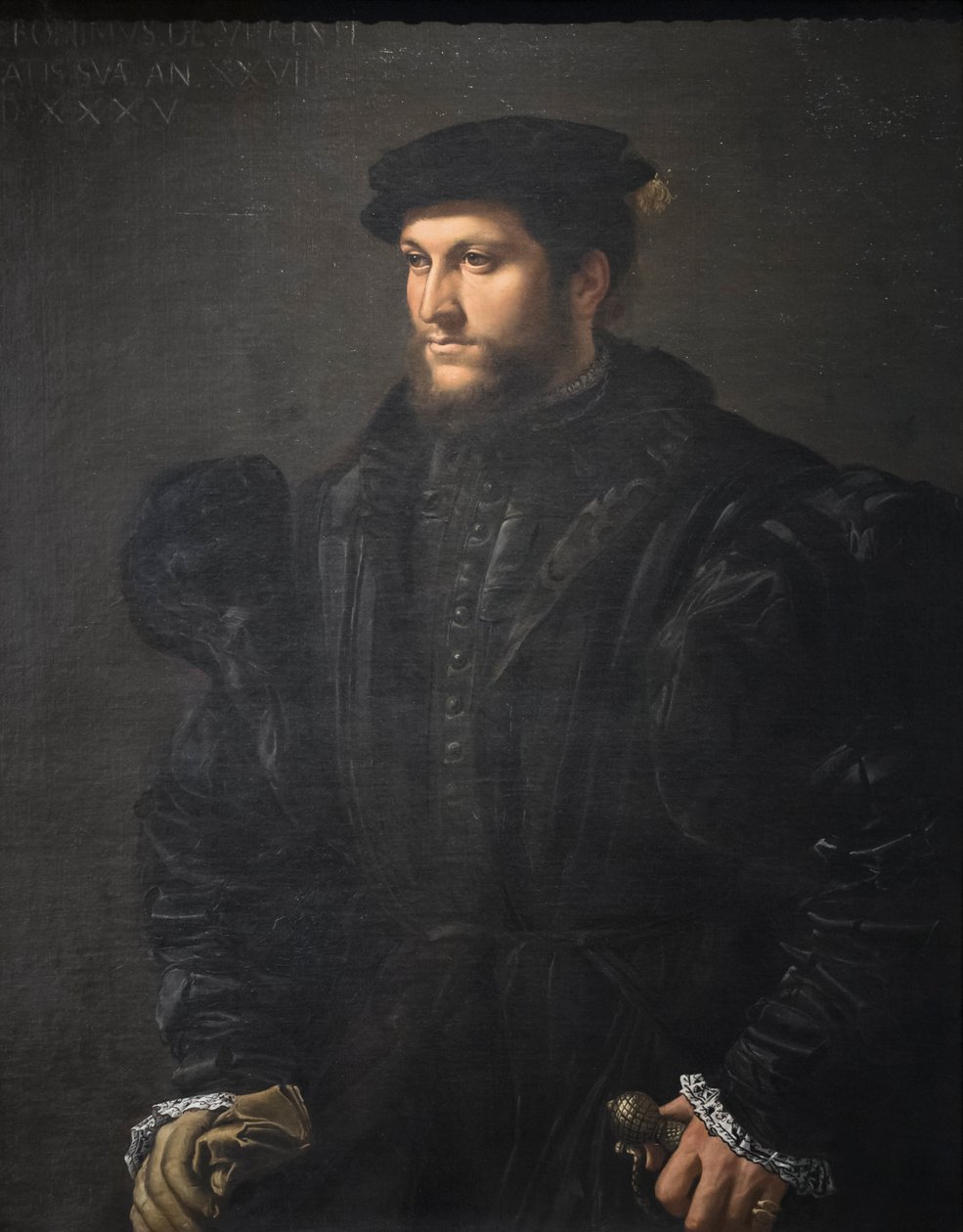 Porträtt av en gentleman i svart av Girolamo da Carpi