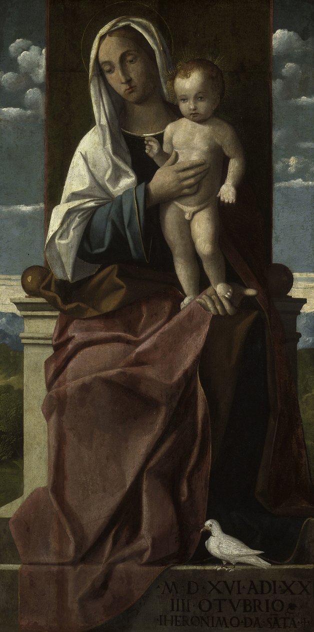 Jungfru och barn på tronen av Girolamo da Santacroce