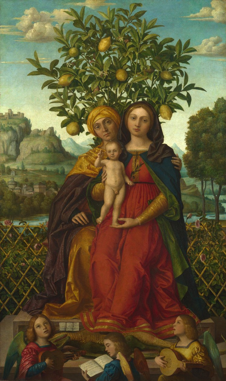 Jungfrun och barnet med Saint Anne, ca 1510-1520 av Girolamo dai Libri