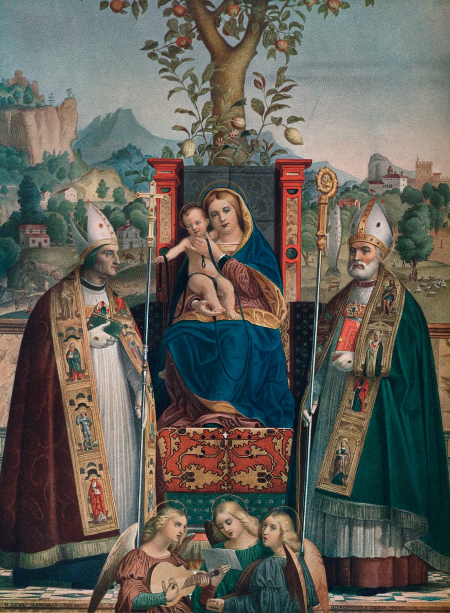 Jungfru och barn med Sankt Lorenzo Giustiniani och Zeno, 1874, 1903. av Girolamo dai Libri